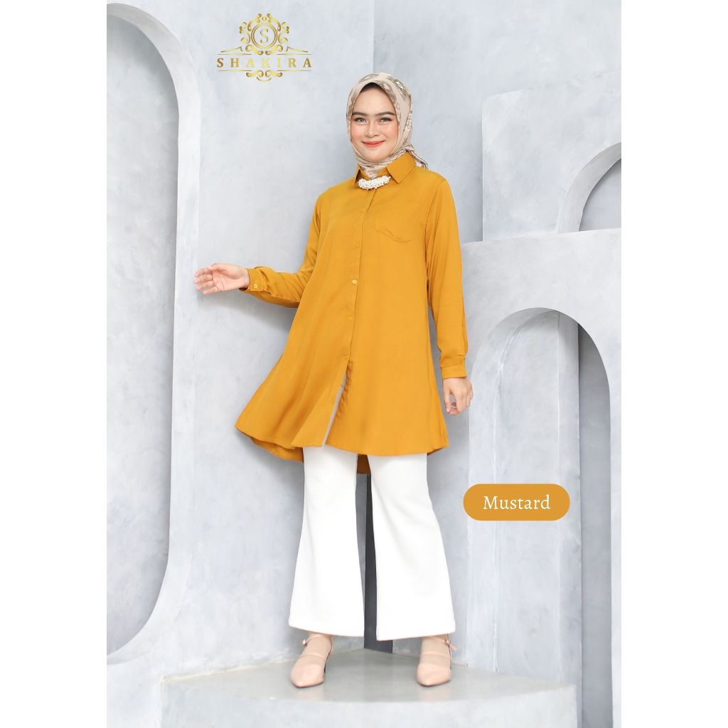 Luna Tunik Rayon Twill Kemeja Kerja Putih Busui
