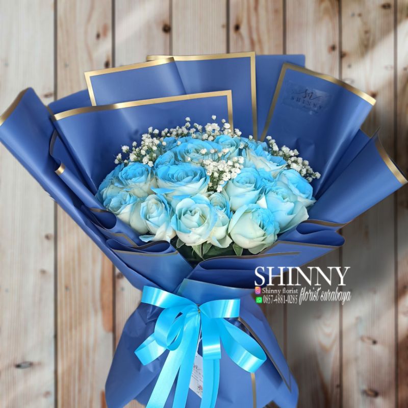 BUKET BUNGA MAWAR BIRU/BUKET BUNGA ASLI