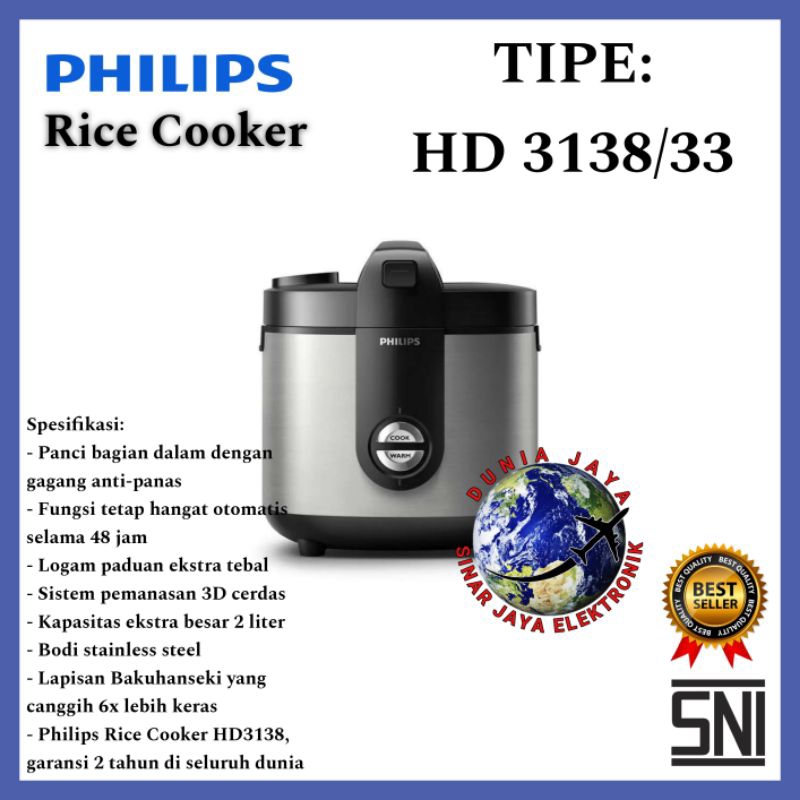 RICE COOKER PHILIPS HD 3138/33 2 L