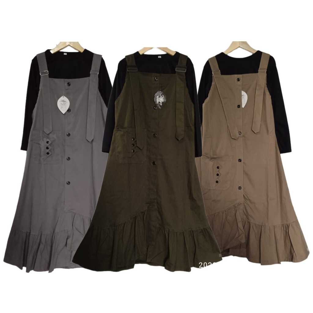 Overall Dress Katun Anak Perempuan Remaja Tanggung 4 - 12 TahunTerbaru  Lebaran 2026/ Gamis Overall 