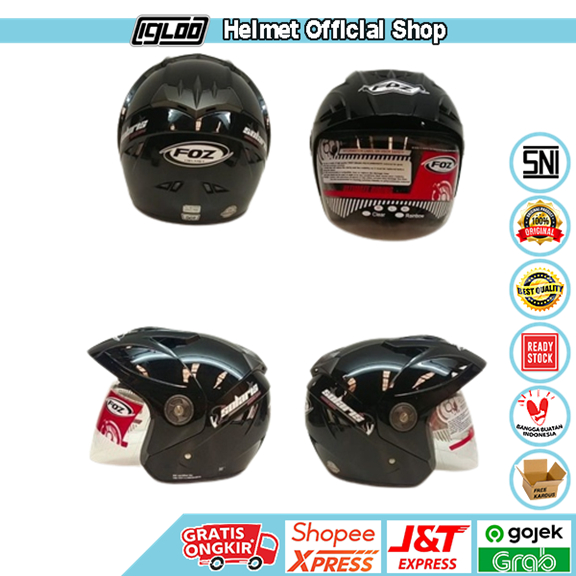 Helm Half Face FOZ SOLARIS SOLID Size L, Helm SNI