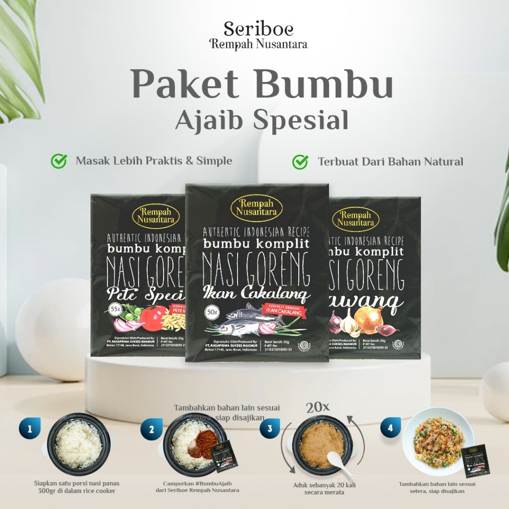 

Bumbu Nasi Goreng Ajaib Special Seriboe Rempah Nusantara