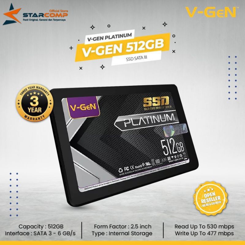 SSD V-Gen Platinum 512GB SATA III VGen 512 GB