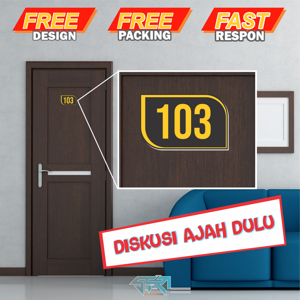 Nomor Kontrakan Kamar kost Custom Nomor Rumah Minimalis