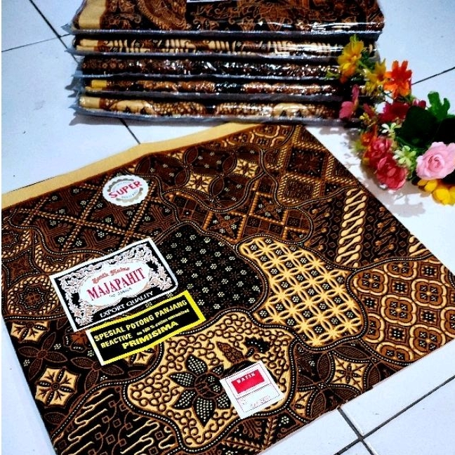 Kain Panjang Majapahit Cap Cent Sogan Samping Jarit Kebat Bawahan Kebaya Wanita Tradisional Batik Pe