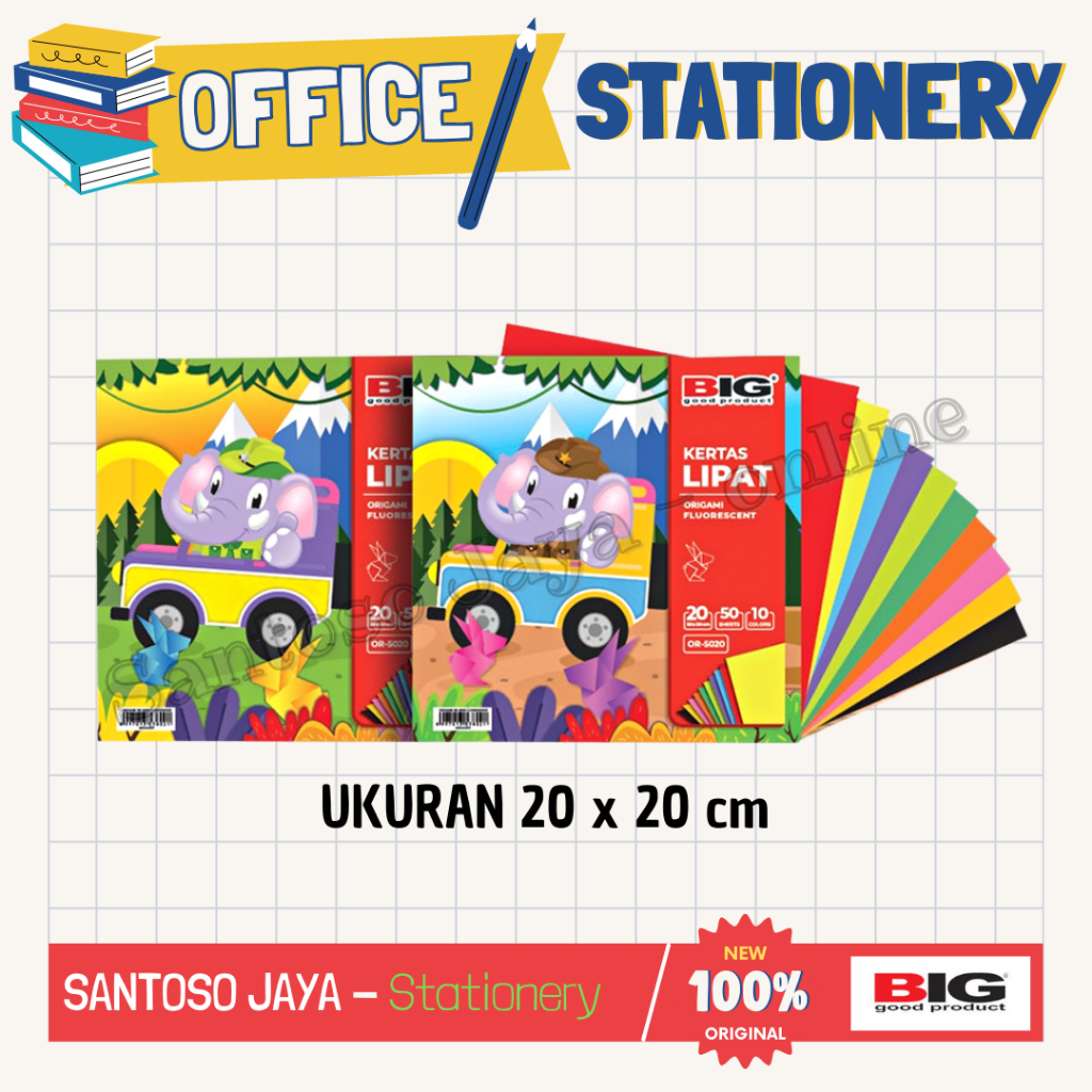 

Kertas Lipat BIG 20x20 cm - 50 Origami Polos 2 Sisi 10 Warna