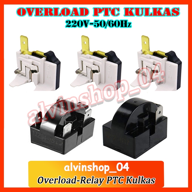 Relay PTC, Overload Kulkas, Freezer, ShowCase, Freezer Box Riley PTC Kotak, Overload Gepeng