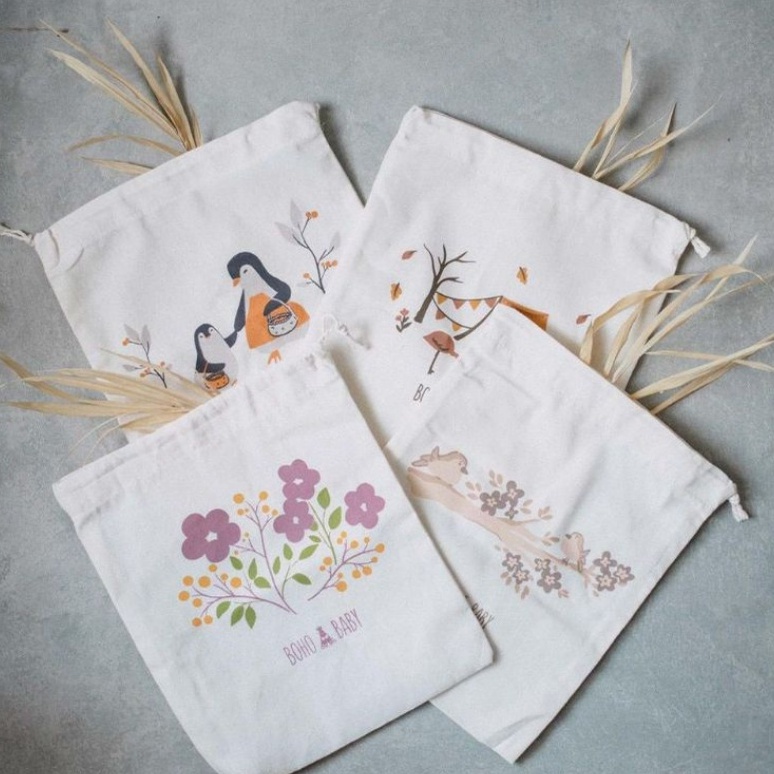 ➶⁎✶ BOHOPANNA CANVAS BAG BOHO BABY S M L POUCH KANVAS SERUT POUCH TRAVEL