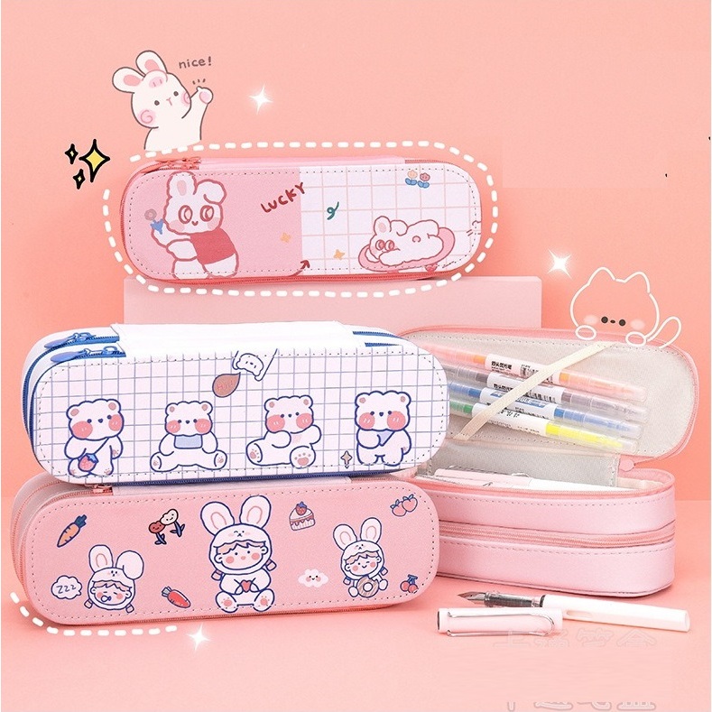 

IDgrosir Pouch Pena Kotak Pensil Case Tempat Simpan Alat Tulis Organizer Warna Pastel IDG-ST0213
