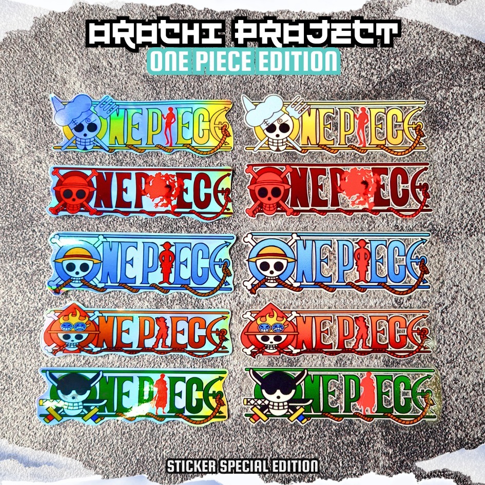 

Sticker Stiker Anime Logo One Piece Hologram DTF UV Anti Air HP Laptop Tumbler Motor Helm