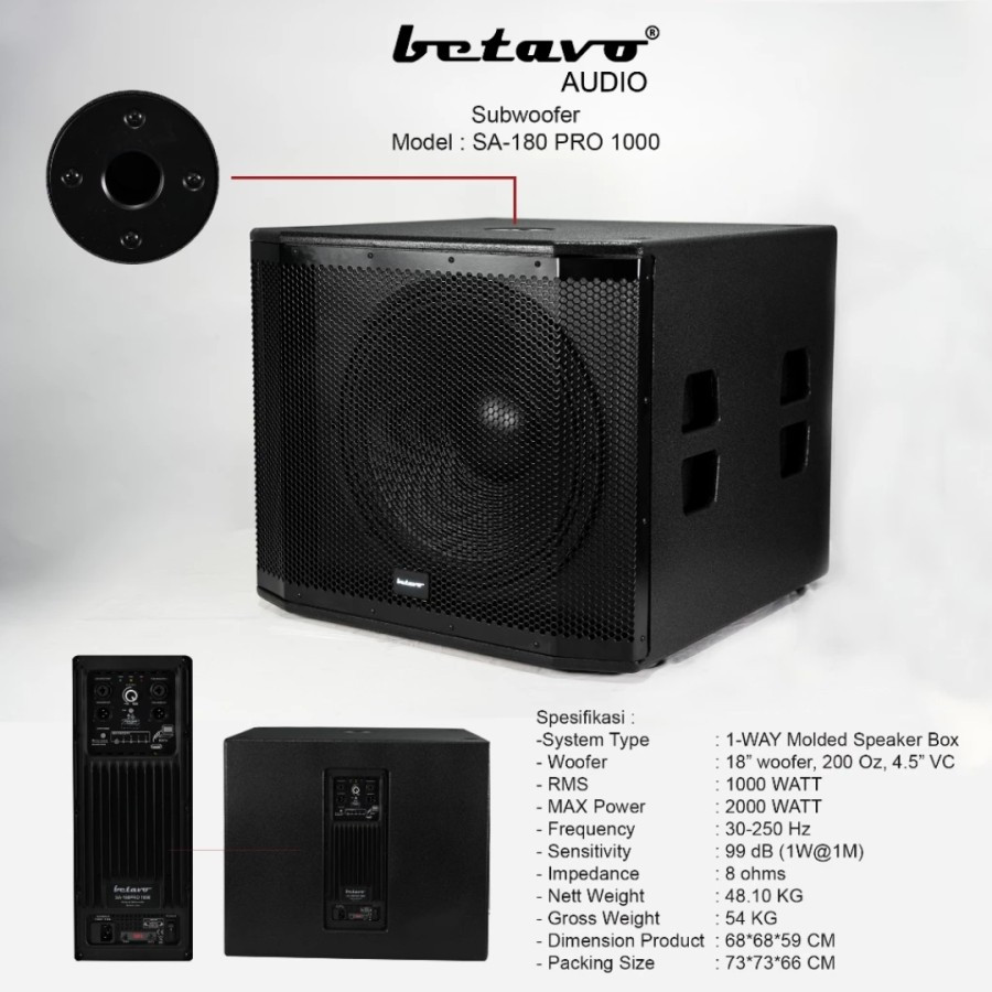 Speaker Subwoofer Aktif 18 Inch BETAVO SA 180 PRO 1000 Original MANTAP