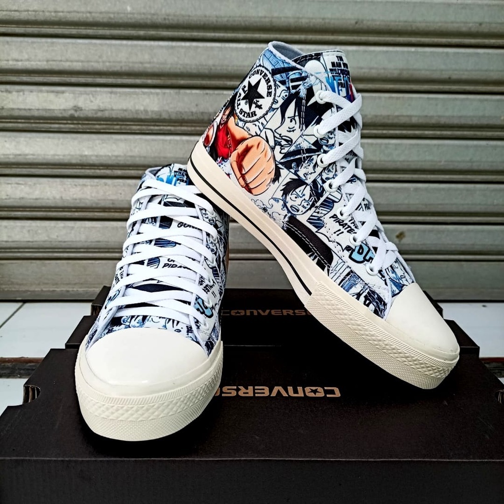 SEPATU ALL STAR CONVERSE 70s MOTIF ANIME LUFFY ONE PIECE HIGH PREMIUM SEPATU BANDUNG