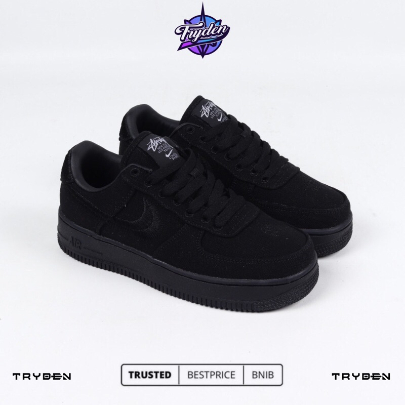 Sepatu Air Force 1 Low X Stussy Black