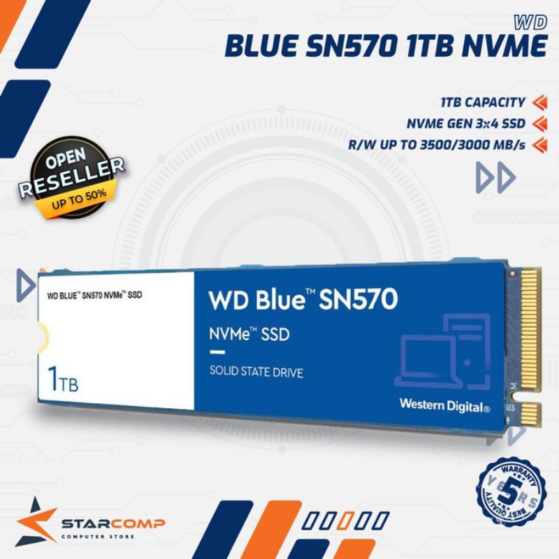 WD Blue 1TB SN570 SSD M.2 NVMe PCIe Gen3 x4