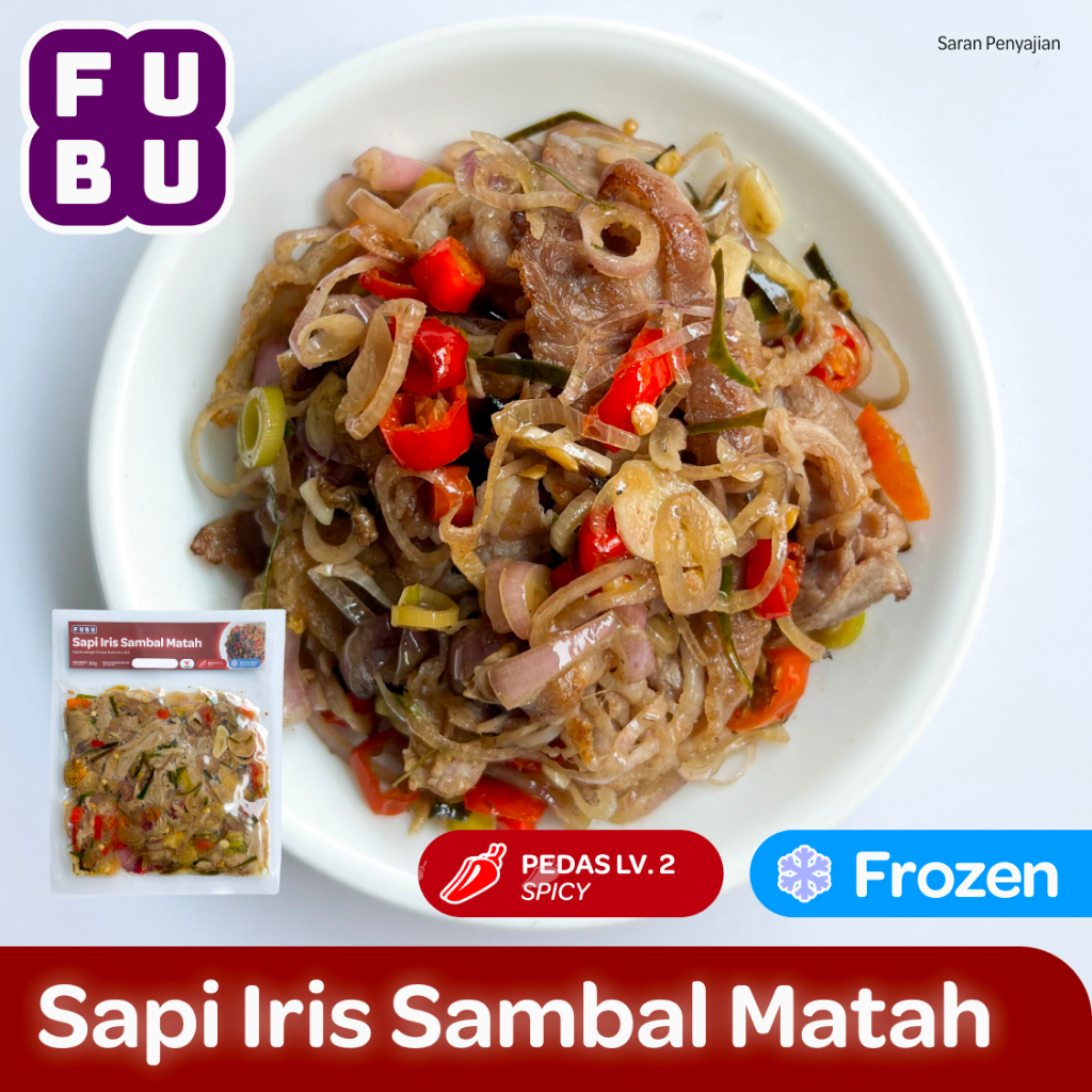 

FUBU Sapi Iris Sambal Matah - Beef Cabe Bawang Sereh Limau - Satu Porsi Lauk Instan Frozen Food