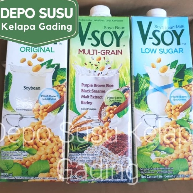 

V-Soy Multigrain / Original / Low Sugar 1 Liter | Soya Vsoy Multi-Grain Golden Grain Susu Kedelai