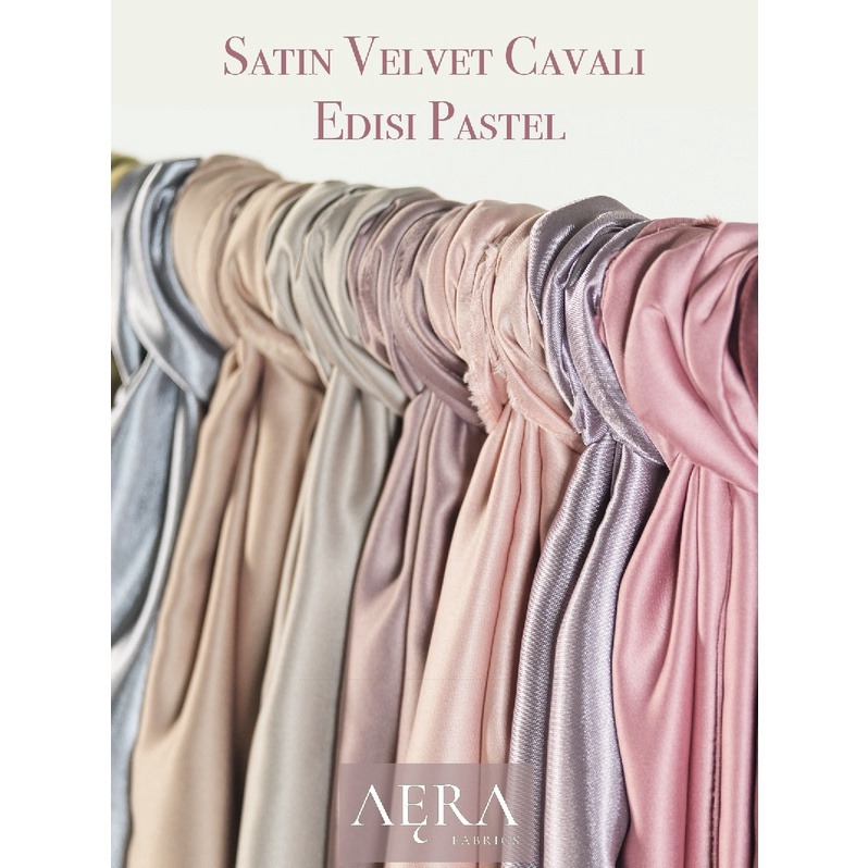Ready Stock유1 meter Kain Satin Velvet Cavali edisi PASTEL sage green