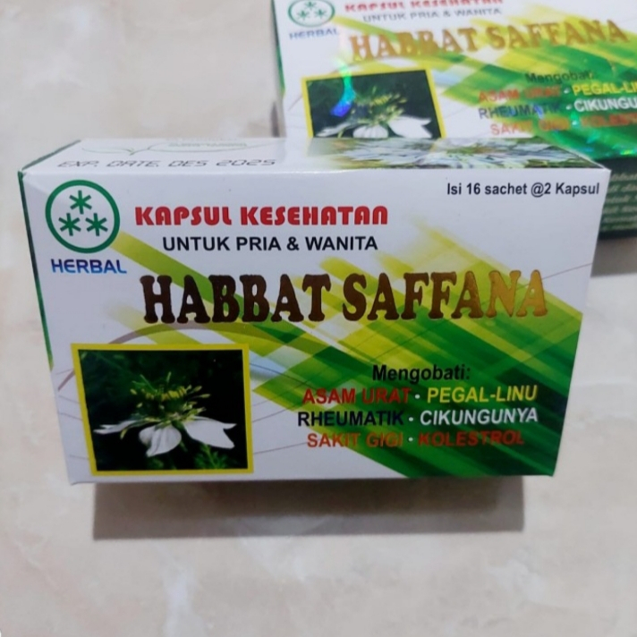 Habbat Safana kapsul asam urat HERBAL KAPSUL KESEHATAN isi 16 sachet 2 Kapsul ASAM URAT PEGAL-LINU R