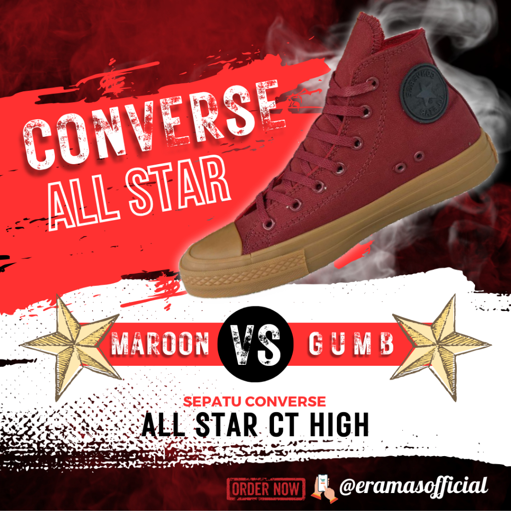 Sepatu Sneaker Converse All Star CT High Warna Maroon Gumb Spatu Srpatu Seoatu Sapatu Tinggi Convers