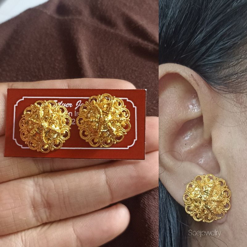 giwang mawar alpaka bali lapis emas