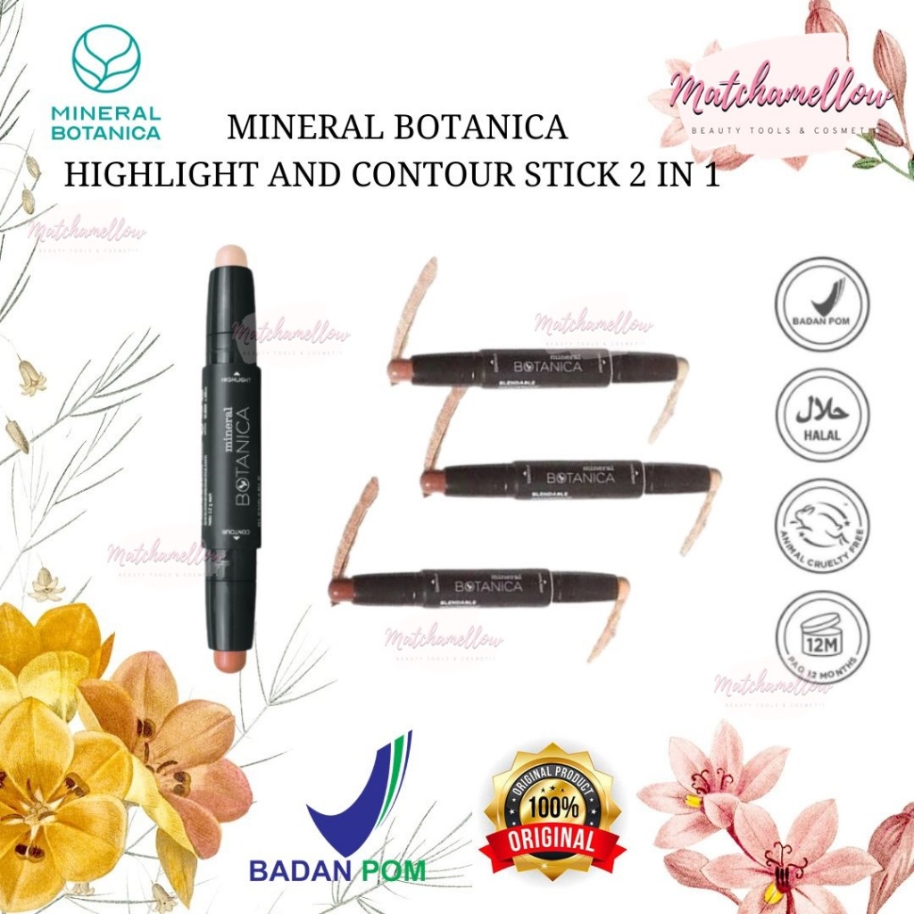 ❄️MATCHA❄️MINERAL BOTANICA HIGHLIGHT AND CONTOUR STICK -2 IN 1  HIGHLIGHTER BPOM
