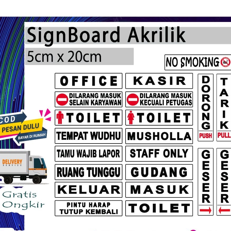 

Papan Nama Ruangan Akrilik / Acrylic plat sign label Ukuran 5cm x 20cm