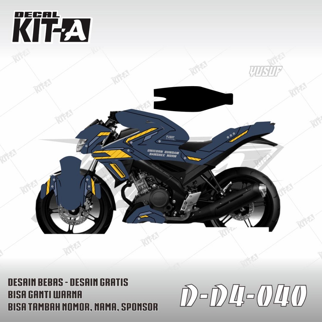 Stiker New Vixion Facelift decal stiker motor motif Gundam Unicorn D-D4-040