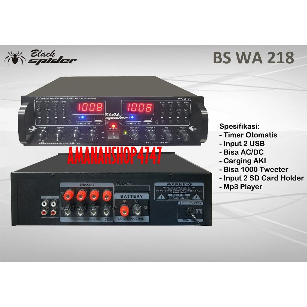 AMPLIFIER BLACK SPIDER BS WA218 WA-218 AMPLI WALET BLACKSPIDER BS WA 218 ORI