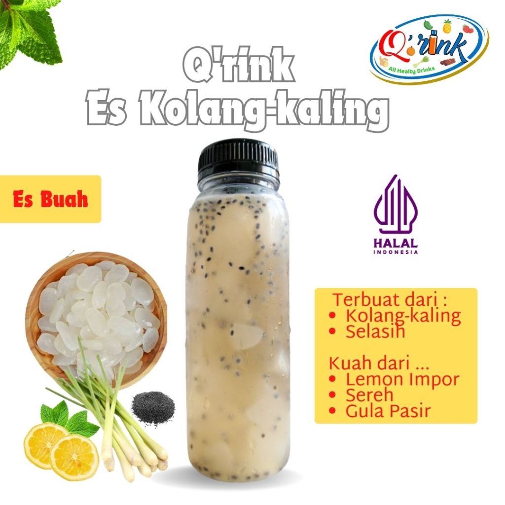 

Qrink Es Kolang Kaling-Es Buah Segar Higenis Sehat Berserat Tinggi kuah dari Lemon dan Sereh-Botol Kale 250 ml-Tanpa Pemanis Buatan Tanpa Pengawet Buatan Tanpa Perisa Makanan-Sertifikat Halal