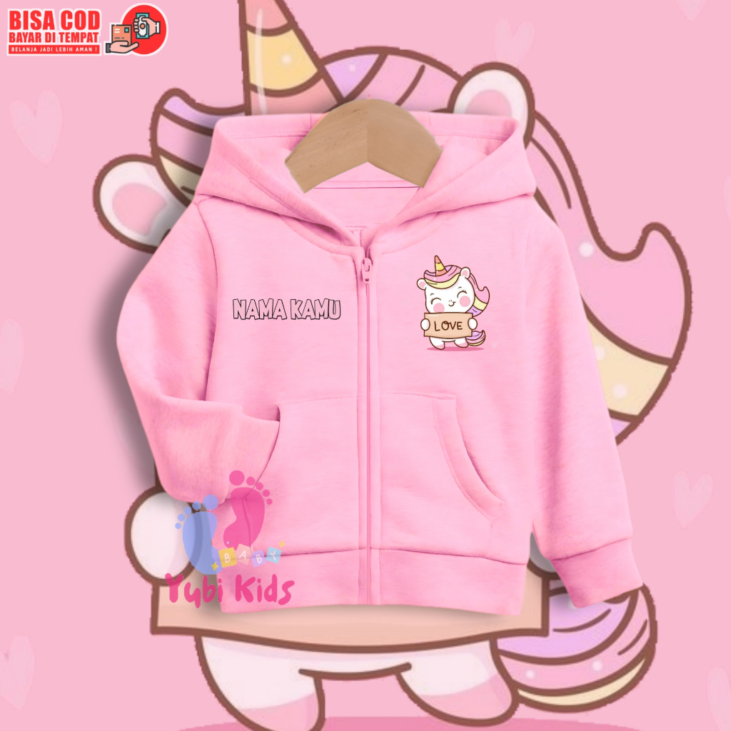 Jaket Hoodie Anak Unicorn / Jaket Resleting Anak