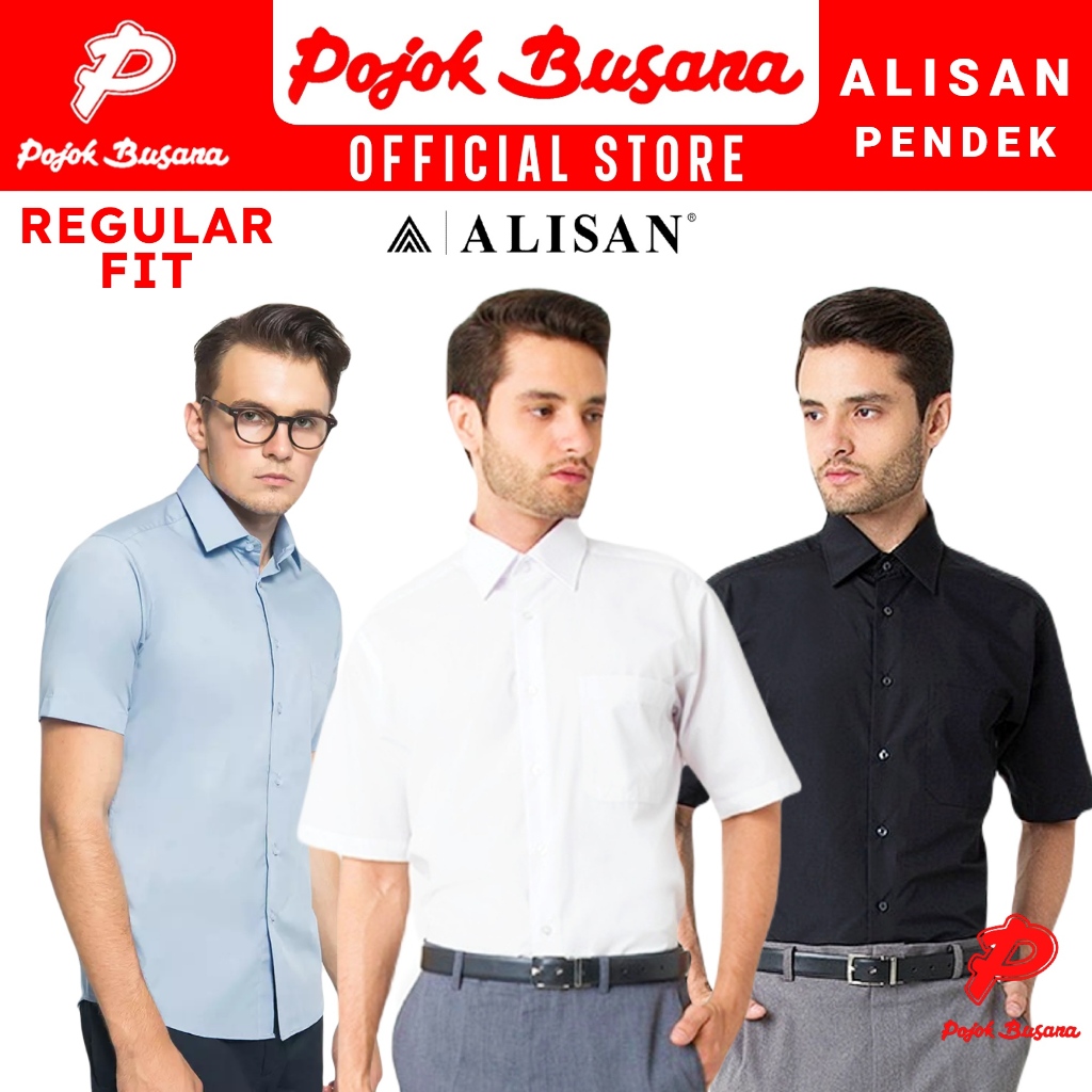 Pojok Busana Alisan Kemeja Lengan Pendek Polos Pria Reguler Fit - Men Short Sleeve Shirt Formal Busi