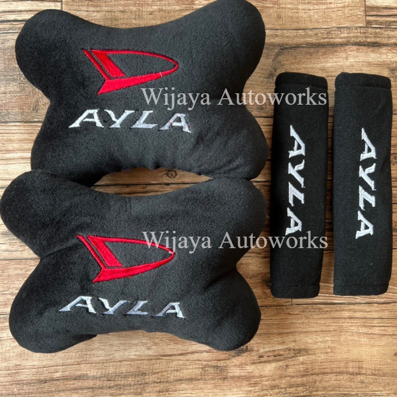 Bantal Mobil Ayla Bantal Leher Jok Mobil Cover Seatbelt Ayla