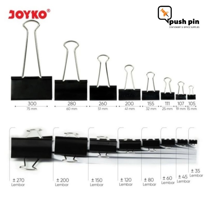 

Joyko Binder Clip Klip Penjepit Kertas Black 280&300