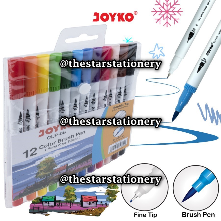 

(1 Set) Color Brush Pen Joyko CLP-06 CLP-07 CLP-39 CLP-40 / Pena Kuas Warna Joyko / Joyko CLP