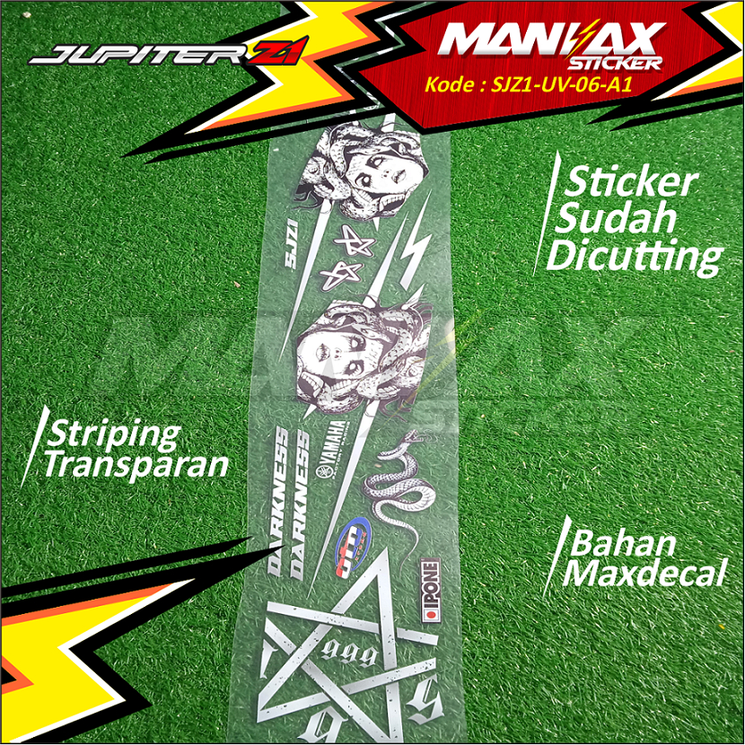 Stiker Striping UV Motor Jupiter Z1 RC Desain Medusa / Sticker Jupiter Z1 Motif Medusa Transparan - 