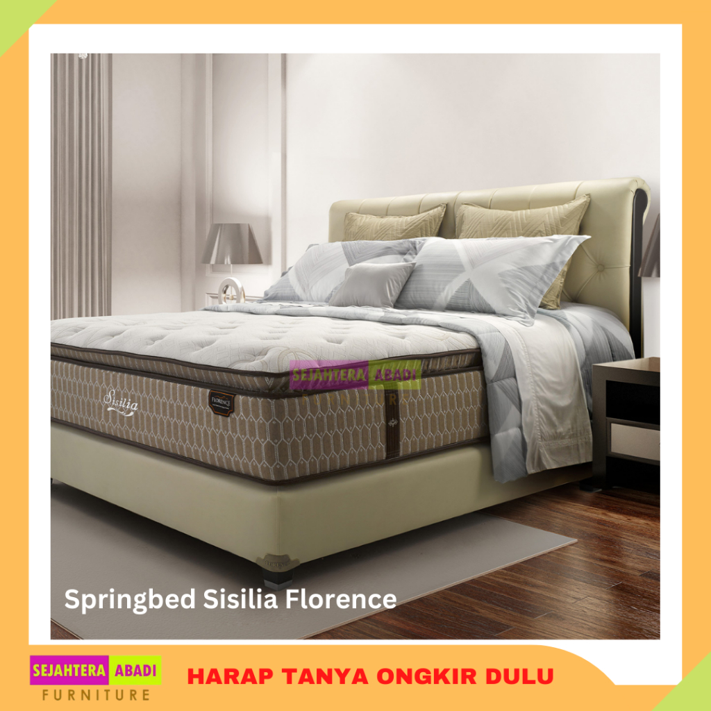 Florence Springbed kasur matras Sisilia pocket Latex plush pillow top Matras dan Fullset