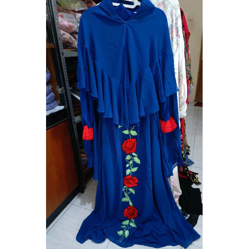 Gamis syar'i set khimar bordir rose super mewah