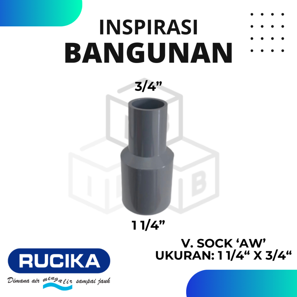 fitting penyambung pipa v.sock vsock vsok rucika 1 1/4" x 3/4" AW produk fitting berkualitas