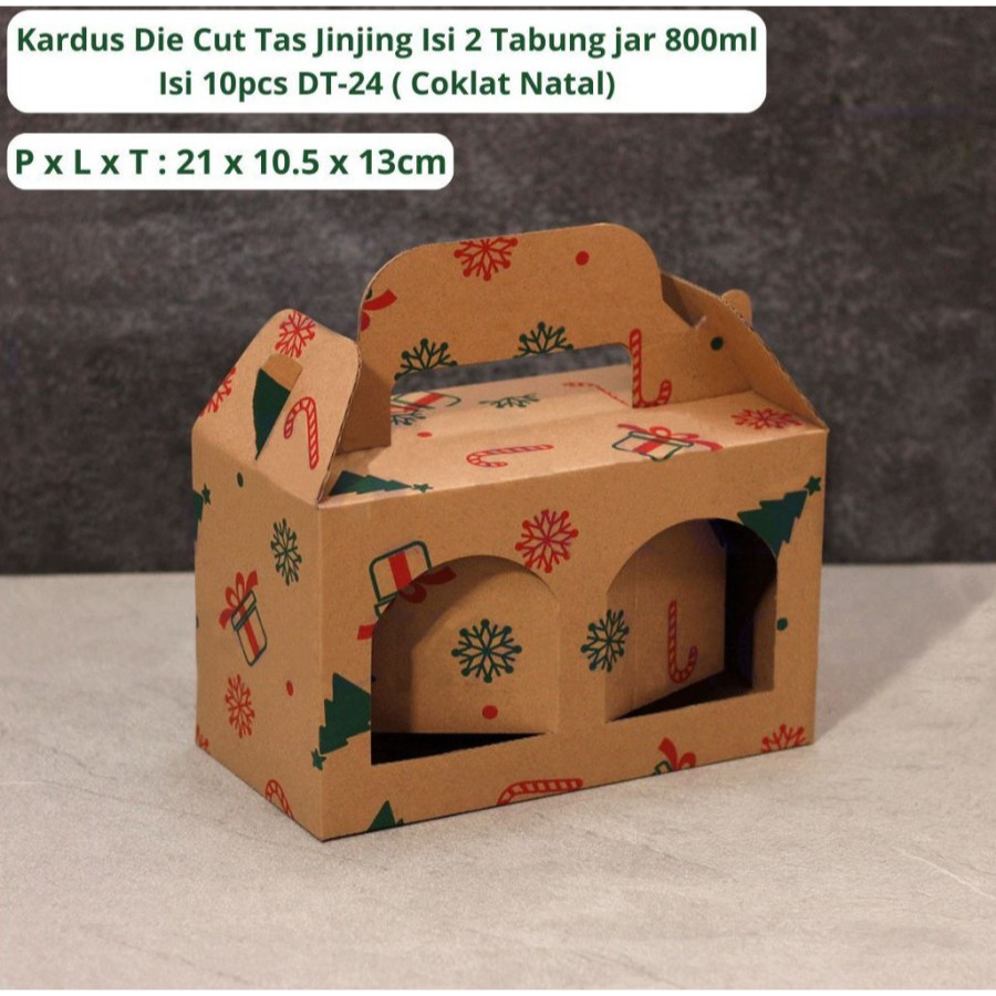 

( 10 pcs ) Kardus Box Jinjing 2 Toples Jar 600ml Natal Box Kemasan Hampers Parcel Christmas