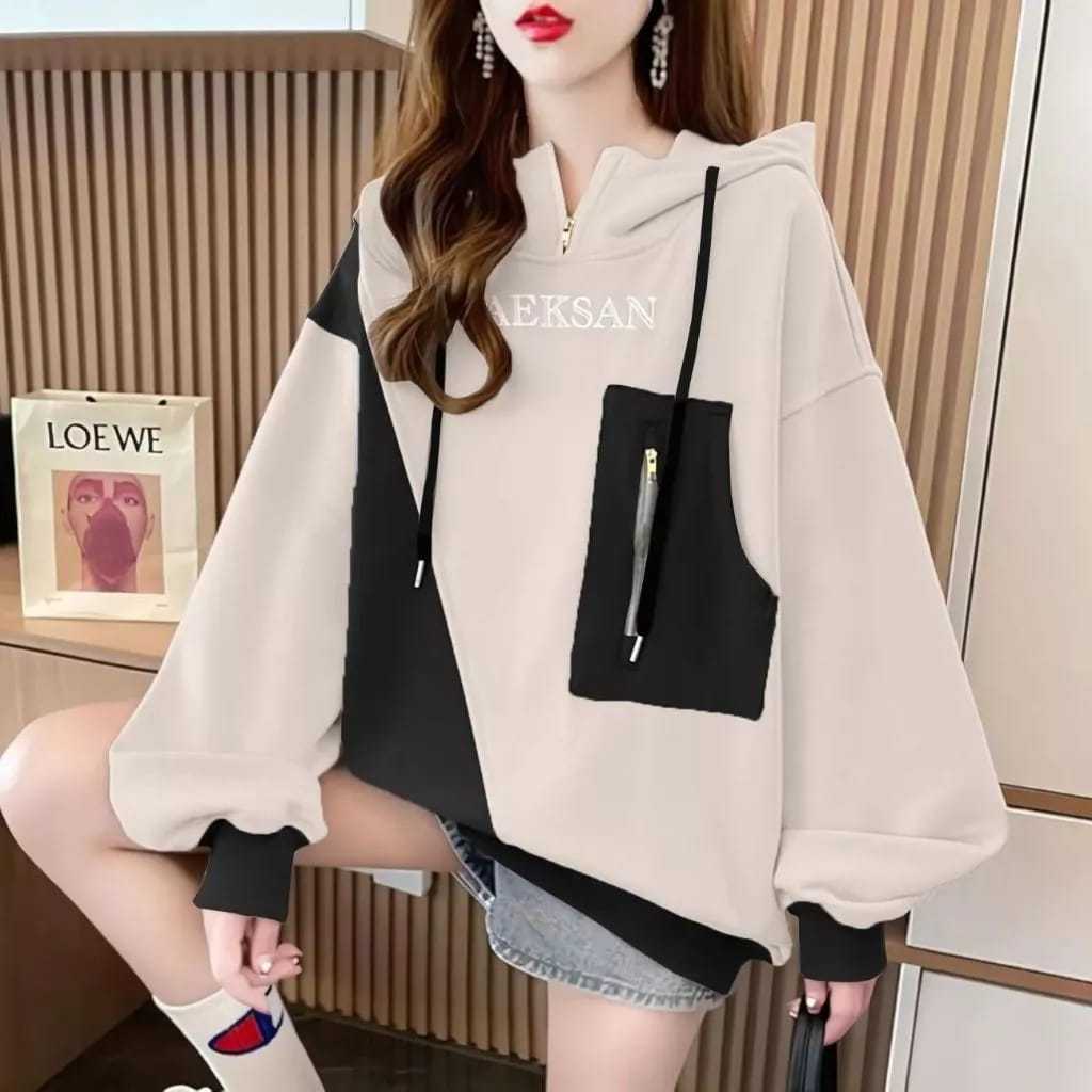 Oishi Aeksan Sweater Hoodie Pria Wanita Oversize - Sweater Hoodie Bigsize Korean Style Kekinian