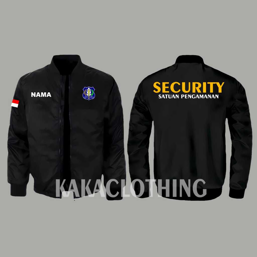 JAKET BOMBER SECURITY SATPAM /SATUAN PENGAMANAN WARNA HITAM