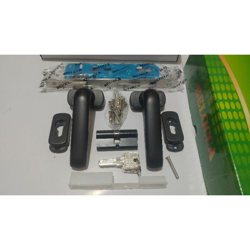 BELOCCA KUNCI PINTU ALUMINIUM HITAM STAINLESS MURAH, HANDLE PINTU ALUMINIUM HITAM