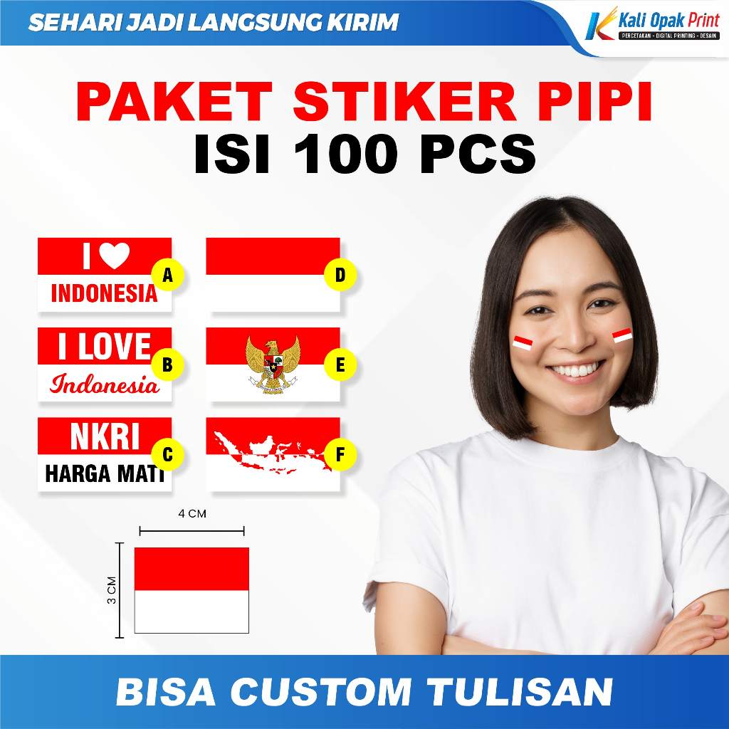

[ISI 100 PCS] STIKER PIPI BENDERA MERAH PUTIH