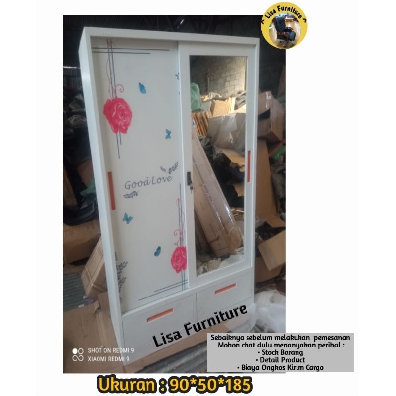 Lemari Besi Pakaian kaca|Lemari Besi Pakaian Sliding|Lemari besi pakaian 3 pintu|Lemari besi pakaian
