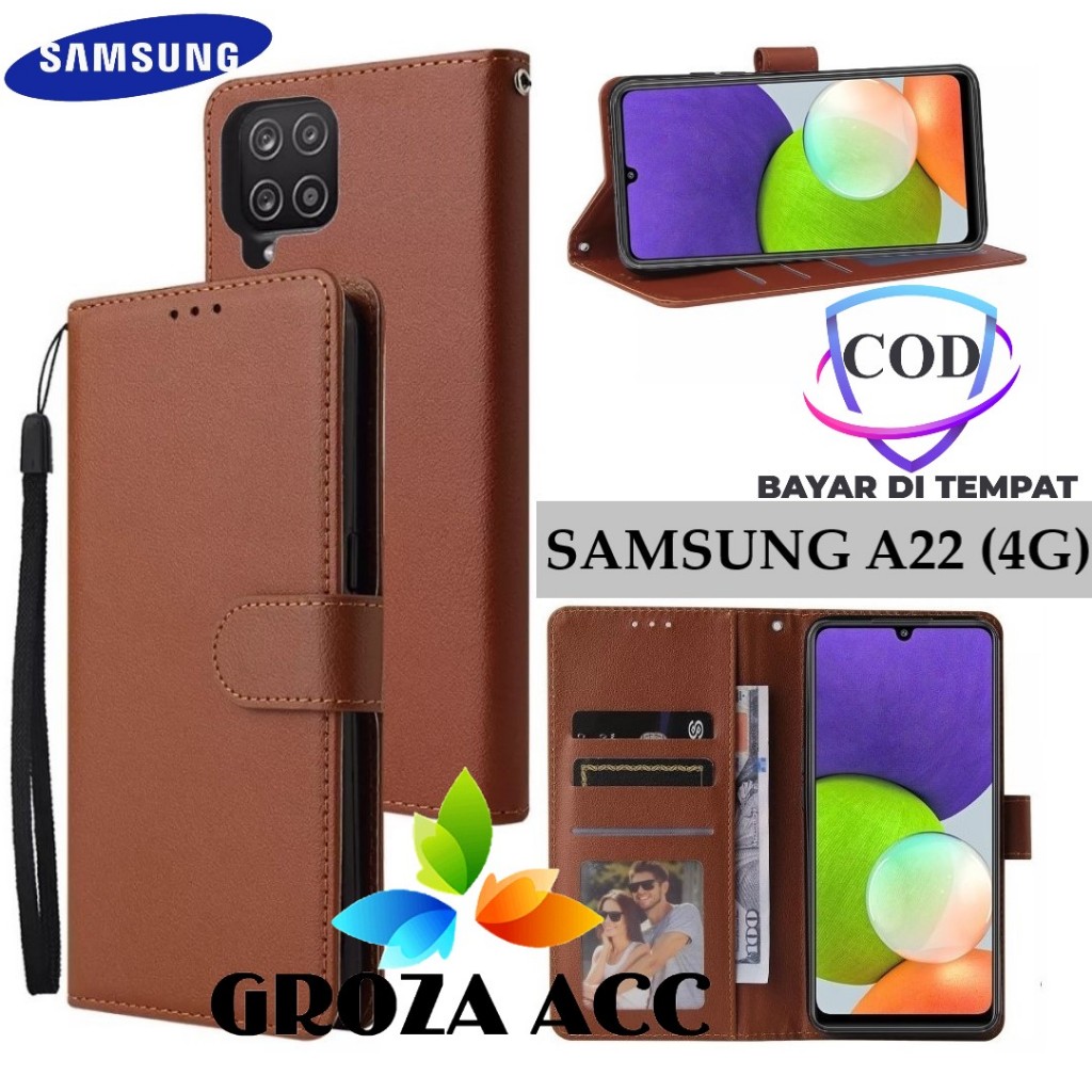 Flip Case SAMSUNG A22 4G Case Wallet Kulit Casing Dompet Case Wallet Leather Flip Case SAMSUNG A22 4