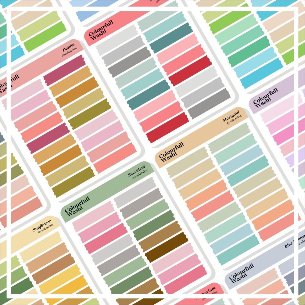 

ROSIKARNION Colourfull Washi A Sticker Sheet / Stiker Kiss Cut