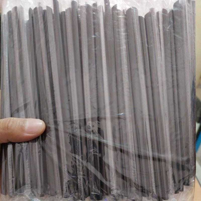 Sedotan Plastik Steril / Sedotan Plastik Hitam / Sedotan Plastik 620 lancip 6mm panjang 20cm isi 100