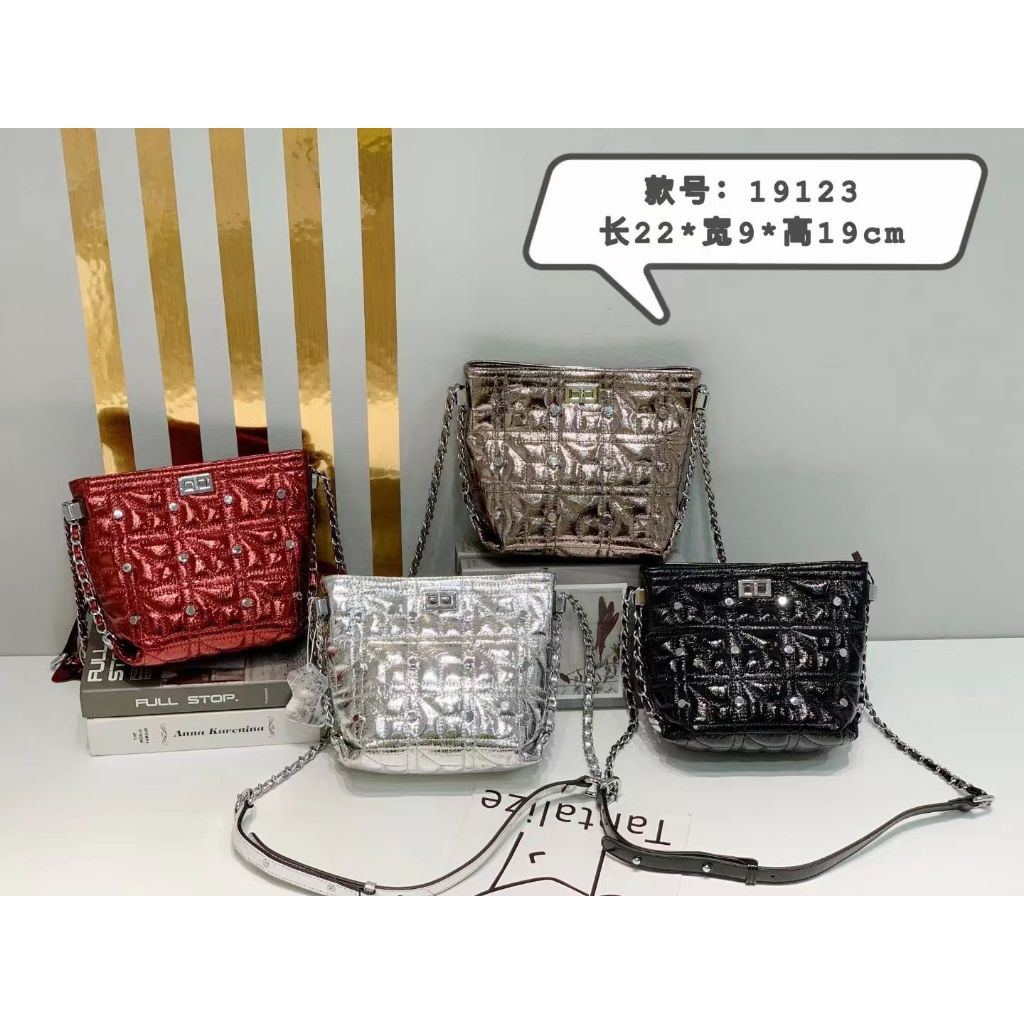 Tas premier bags rantai kancing putar metalik