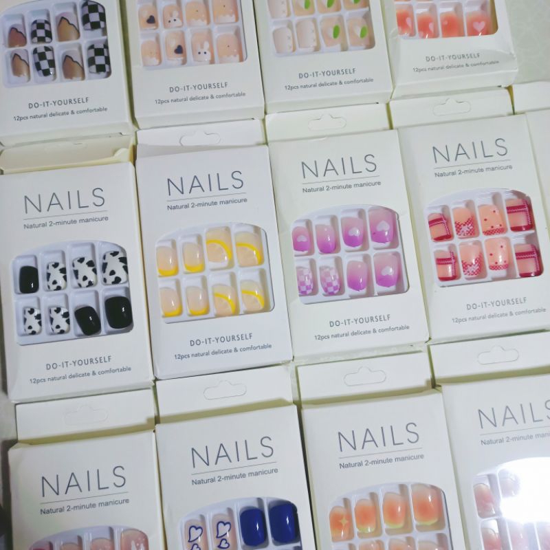 KUKU PALSU 12 PCS MOTIF LUCU FREE LEM NAIL ART - KUKU PALSU