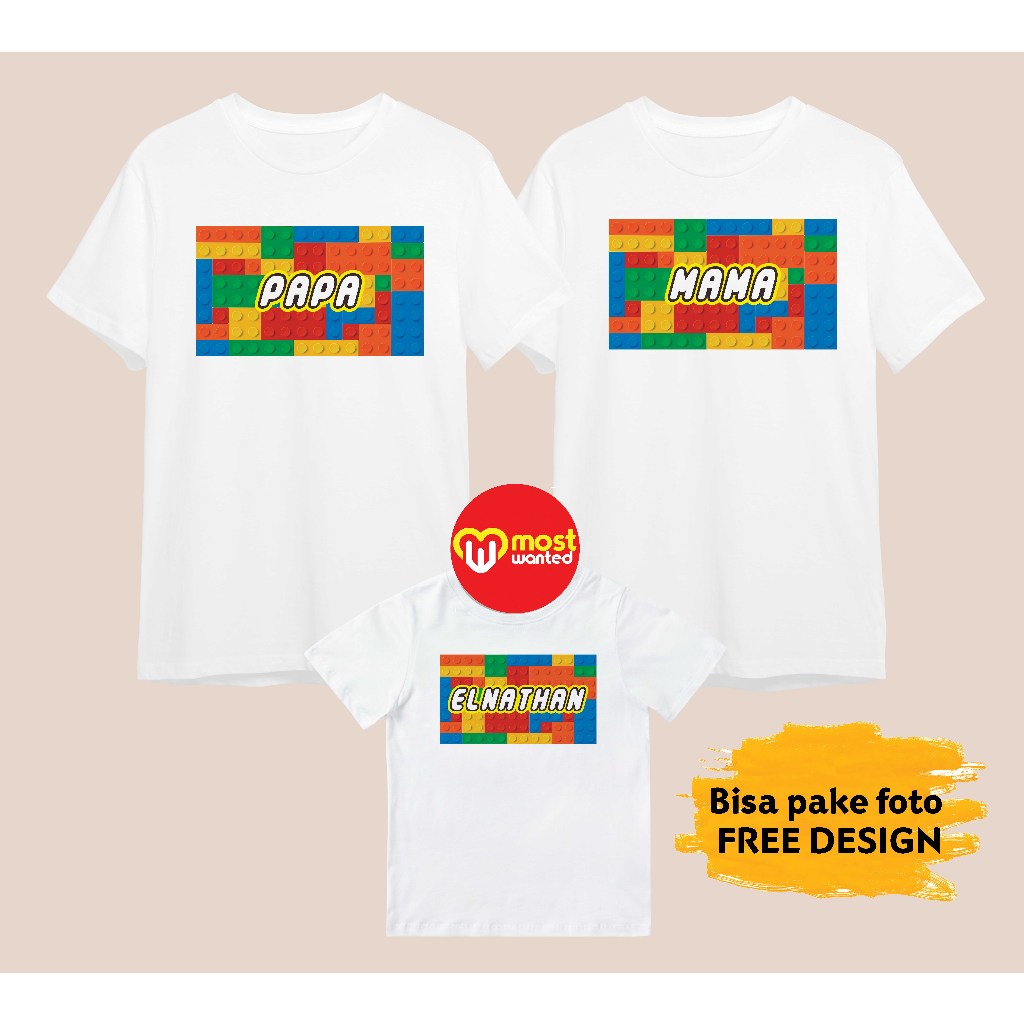Baju Couple Keluarga Kaos Family Ulang Tahun Komunitas Kelompok Motif Lego 1